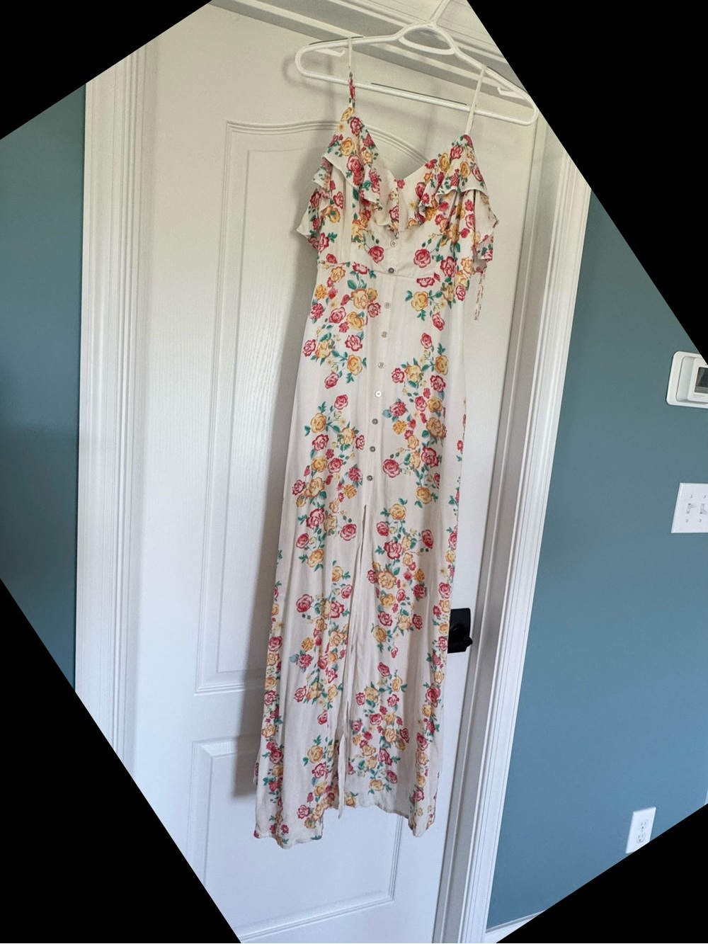 Flying Tomato Floral Maxi Dress Medium | Cottagecore Boho Ruffle Button Front